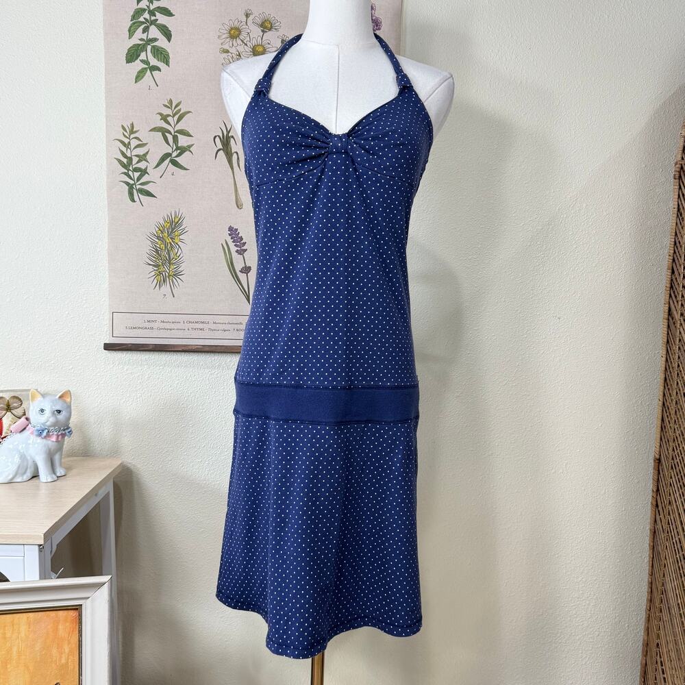 Y2k American Eagle Polka Dot Halter Dress Coastal Retro Mod Whimsy Twee SoCal S